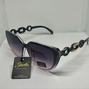 Giselle Black Chain-Link Semi-Rimless Sunglasses